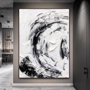 Black and white texture hanging oil painting