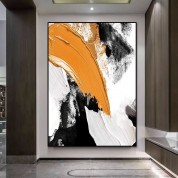 Black, white and orange texture oil painting